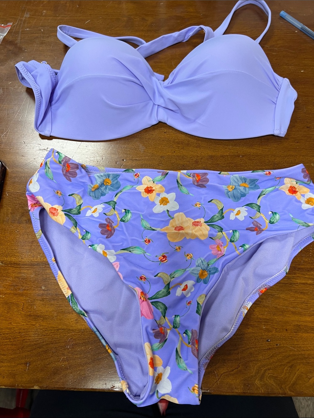 Lilac Floral Bikini Set - Women's Two-Piece Swimwear